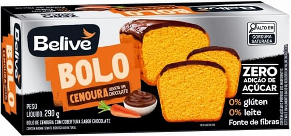 Bolo de Cenoura c/Chocolate S/Gluten BELIVE 290g