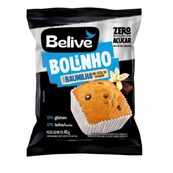 Bolinho de Baunilha Sem Açúcar Sem Glúten Sem Leite 40g Belive