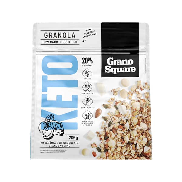 Granola GranoSquare KETO Macadâmia com Chocolate Branco 200g